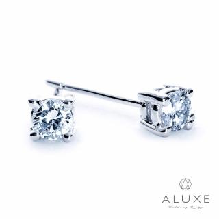 【A-LUXE 亞立詩】18K金 總重1.00克拉 四爪鑲單顆美鑽耳環