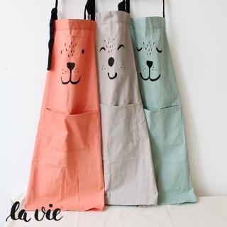 【La Vie】那抹藍親子款棉麻卡通圍裙(成人款)
