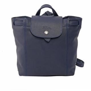 【LONGCHAMP】LE PLIAGE CUIR小羊皮後背包(海軍藍)