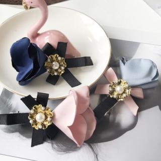 【梨花HaNA】韓國手工緞帶花卉撞色美好髮夾