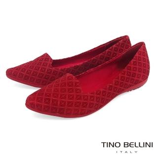 【TINO BELLINI 貝里尼】巴西進口特殊矩形壓紋樂福鞋A83047(紅)