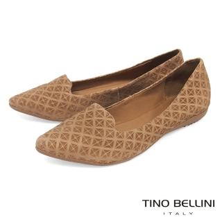【TINO BELLINI 貝里尼】巴西進口特殊矩形壓紋樂福鞋A83047(駝)