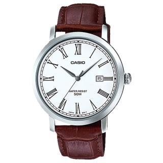 【CASIO 卡西歐】經典指針男錶 皮革錶帶 防水50米 日期顯示(MTP-E149L-7B)