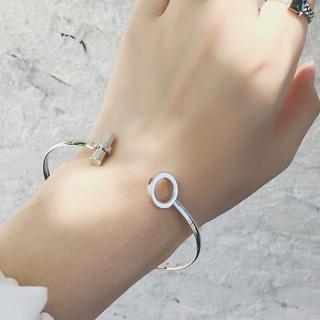 【Quenby】韓版個性簡約OT開口手鐲/手鍊(飾品/配件/銀色)