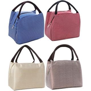 【AiQi】時尚條紋多功能耐刮提袋X4入/便當袋/保溫袋(隨機出貨)