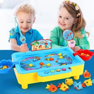【JoyNa】兒童益智釣魚盤玩具 磁性旋轉音樂電動釣魚達人玩具