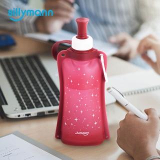 【韓國sillymann】100%時尚便攜捲式鉑金矽膠水瓶-550ml(星空紅)