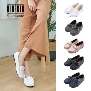 【Alberta】蝴蝶結簡約造型平底豆豆鞋莫卡辛鞋款