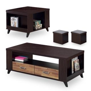 【時尚屋】斯賓塞胡桃色積層木大小茶几 G18-171-1+2(免運費 免組裝 茶几)