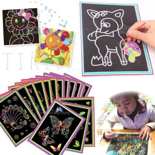 兒童 炫彩 卡通DIY刮刮畫 多款隨機10入-附竹籤刮筆(韓國流行 創意 刮畫 刮刮樂)