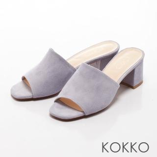【KOKKO集團】優雅復古方頭高跟涼拖鞋(紫外光)