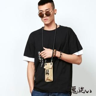 【BLUE WAY】潮流鬼洗-假兩件Oversize印花圓領短TEE - 鬼洗