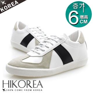 【HIKOREA】正韓空運/正常版型。男款增高6CM異材拼接拼色綁帶休閒鞋(73-310黑/現+預)