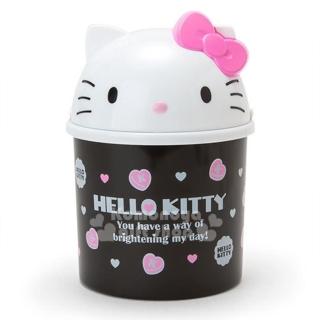 〔小禮堂〕Hello Kitty 造型掀蓋式垃圾桶《M.白黑.大臉.愛心》