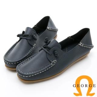 【GEORGE 喬治皮鞋】水洗系列 素面繩結大底休閒鞋-深藍