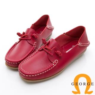 【GEORGE 喬治皮鞋】水洗系列 素面繩結大底休閒鞋-紅