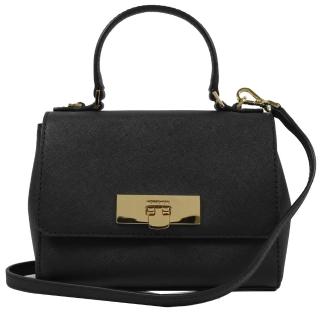 【Michael Kors】經典防刮皮革翻蓋手提迷你兩用包(黑)