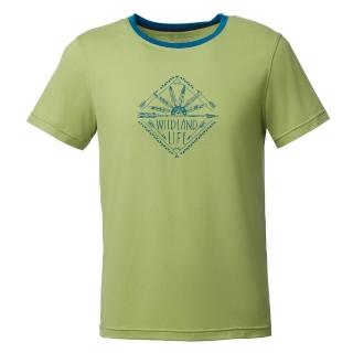 【Wildland 荒野】男彈性棉感抗UV印花上衣(淺綠色)