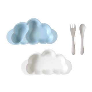 【10mois】粉彩雲朵竹纖維餐具組(粉藍)