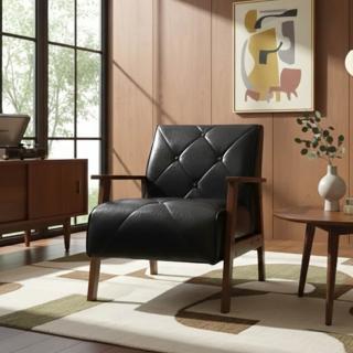 【BN-Home】William威廉美式復古皮沙發升級版-獨立筒單人座(單人沙發/休閒椅/實木沙發)