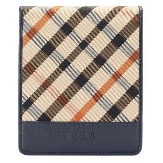 【DAKS】經典斜格紋多卡雙層短夾(藍色)