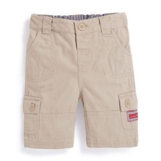 【JoJo Maman BeBe】嬰幼兒純棉斜紋素面短褲單入組_卡其色(JJCSB-b5351)