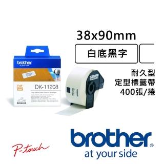 【Brother】Brother DK-11208 連續標籤帶 39x90mm 白底黑字 耐久型紙質(5入組)