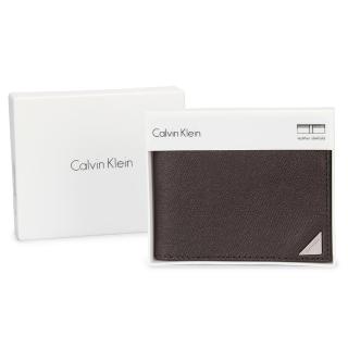 【Calvin Klein】CK鐵牌LOGO防刮短夾精裝禮盒(深咖啡)