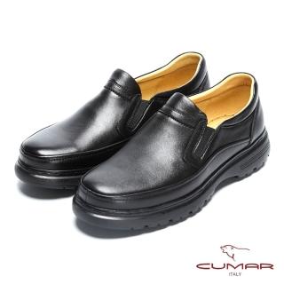 【CUMAR】舒適真皮 萬年不敗款綿羊皮氣墊鞋(黑色)