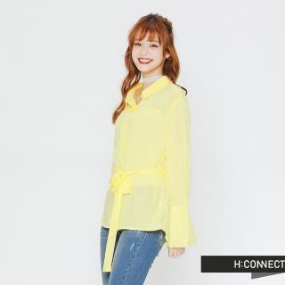 【H:CONNECT】韓國品牌 女裝 - 腰間綁帶襯衫(黃色)