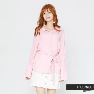 【H:CONNECT】韓國品牌 女裝 - 腰間綁帶襯衫(粉色)