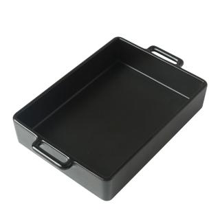 【日本 Kamoshika 道具店】陶質大調理盤(黑色)