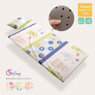 【Embrace 英柏絲】精梳純棉 嬰幼兒備長炭 記憶床墊-含枕 幼稚園 午睡 嬰兒床(60x120cm-藍色機器人)