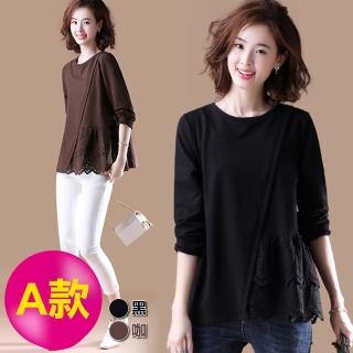 【A.Cheter】韓國春戀佳人蕾絲荷葉拼接上衣&不對稱裁切寬鬆麻棉長版襯衫上衣102915+102914#預購+現貨(5色)