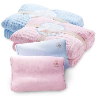 【奇哥】大柔舒毯+透氣兒童枕(4色選擇)