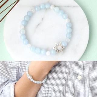 【玖飾時尚】925純銀海藍寶月光星星手環(925純銀)