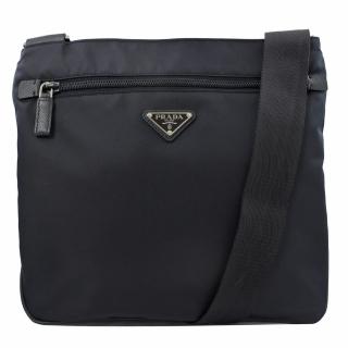 【PRADA 普拉達】熱銷經典三角LOGO尼龍斜背包(深藍)