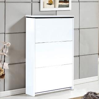 【AT HOME】現代簡約2.3尺白色三門掀式鞋櫃(70x17x105cm)