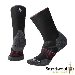 【SmartWool】女PhD戶外中級減震中長襪(黑/酒紅)