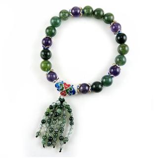 【GemMaker 頑石睛萃】開運水草瑪瑙景泰藍手珠