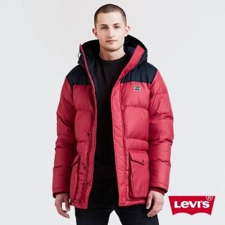 【LEVIS】男款 羽絨外套 / 防潑水 / 黑紅連帽