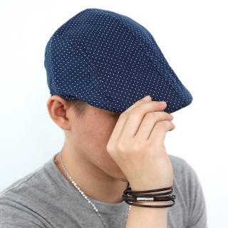 【玖飾時尚】滿版小十字深藍扁帽(鴨舌帽)