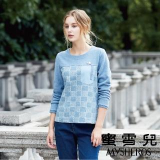 【mysheros 蜜雪兒】棋盤格紋拼接上衣(水藍)