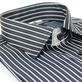 【金安德森】黑底白線條窄版長袖襯衫-fast