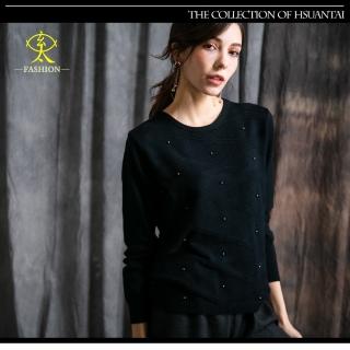 【玄太】造型特色釘珠舒適針織上衣(黑)