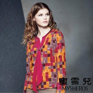 【mysheros 蜜雪兒】馬賽克V領巾上衣(桃)