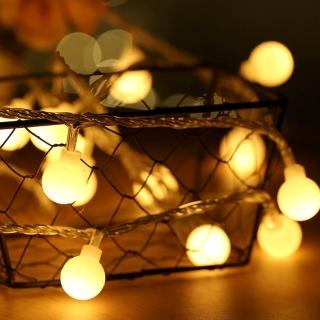 【願望滿星】小白圓球 LED串燈 聖誕燈 派對 居家 陽台 兒童房 商業佈置 電池款(3米 20顆暖色燈)