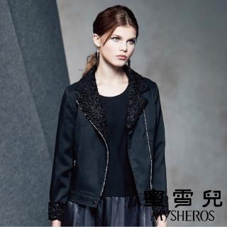 【mysheros 蜜雪兒】個性內裏袖毛龐克外套(黑)