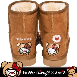 【Ann’S】HELLO KITTY X Ann’S棕色熊熊精密彩色刺繡超短筒麂皮雪靴(棕)