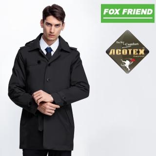 【FOX FRIEND 狐友】男款 紳士風格單件式防水鋪棉外套(369 黑色)
